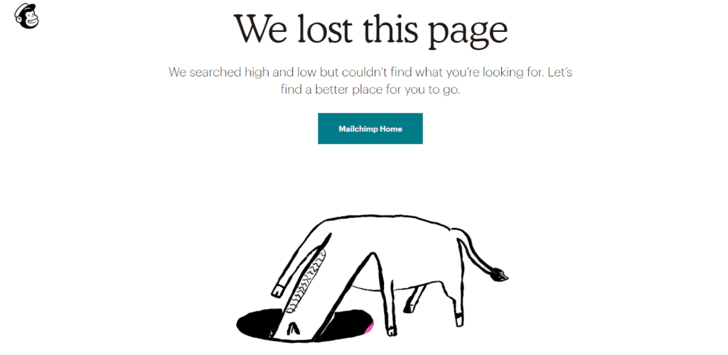 Mailchimp tone of voice pagina 404